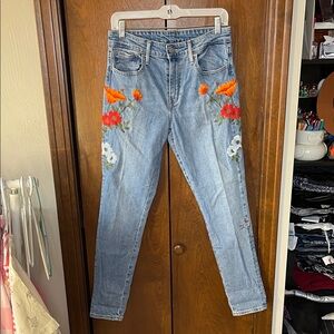 Levi's Blue Jeans with Floral Embroidery